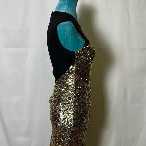Y2K Bebe Women's Gold Sequin Bodycon Party Dress xs - Picture 4 of 8
